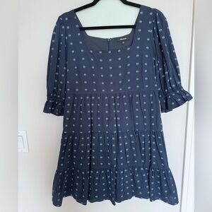 Madewell Puff- Sleeve Mini Dress - Navy - US4